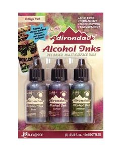 Ranger Tim Holtz Alcohol Ink .5oz 3/Pkg-Cottage Path-Slate/Currant/Meadow
