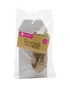 Hampton Art Paper Tags W/Twine 20/Pkg-2.12"X4.25", White