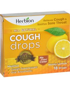 Herbion Naturals Cough Drops - All Natural - Honey Lemon - 18 Drops