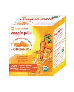 Happy Baby HappyTimes Veggie Pals Chews Organic Carrot, Orange, Apple - Case of 30 - .7 oz