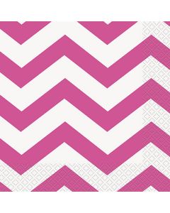 Unique Industries Luncheon Napkins 6.5"X6.5" 16/Pkg-Hot Pink Chevron