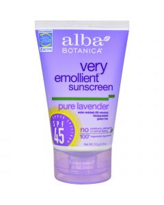 Alba Botanica Very Emollient Natural Sunblock SPF 45 Pure Lavender - 4 fl oz