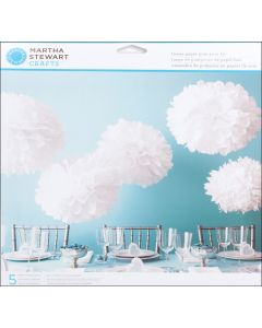 Martha Stewart Doily Lace Tissue Paper Pom-Pom Kit Makes 5-White