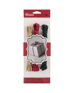 Jolees Jolee's Christmas Paper Twine 16.45' 3/Pkg-Red, Black & Kraft