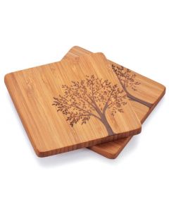 Bambu Coaster with Tree Motif - 4 Pack