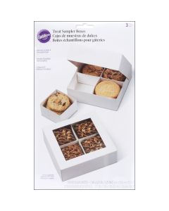 Wilton Treat Boxes W/Removable Trays-4 Cavity White 6.25"X6.25"X2" 3/Pkg