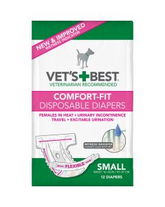 Vet's Best Comfort-Fit Disposable Female Dog Diaper 12 pack Small White 7.5" x 4.25" x 4.5"