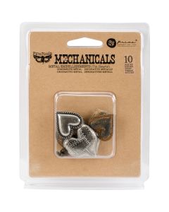 Prima Marketing Finnabair Mechanicals Metal Embellishments-Tin Hearts 10/Pkg