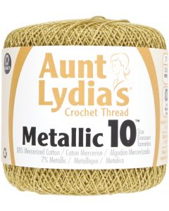 Coats Crochet Aunt Lydia's Metallic Crochet Thread Size 10-Gold & Gold