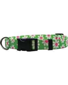 Yellow Dog Design Yellow Dog Collar Small 10"-14"-Green Daisy