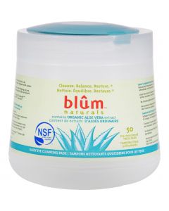 Blum Naturals Daily Eye Cleaning Pads with Aloe Vera - 50 Pads