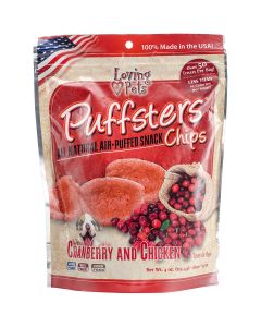 Loving Pets Products Puffsters Treat Chips 4oz-Cranberry & Chicken
