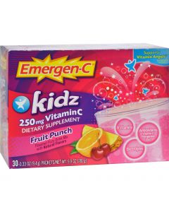 Alacer Emergen-C Kidz Vitamin C Fizzy Drink Mix Fruit Punch - 250 mg - 30 Packets