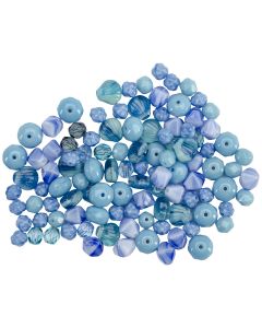 Mode International Square Tube Glass Beads 2oz-Pressed Glass Ocean Mix