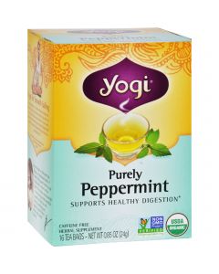 Yogi Organic Herbal Tea Caffeine Free Purely Peppermint - 16 Tea Bags - Case of 6