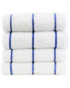 Bare Cotton Luxury Hotel & Spa Towel 100% Genuine Turkish Cotton Pool Beach Towels - Royal Blue - Stripe  - Set of 2