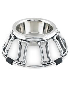 Buddy's Line Cast Aluminum Bowl W/Polished Finish-Bones