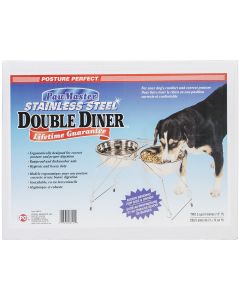 Ethical Pets Stainless Steel Double Diner 12" Tall Frame W/Bowls 2qt-