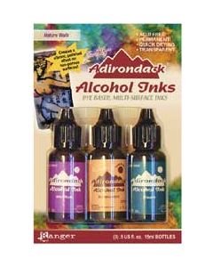 Ranger Tim Holtz Alcohol Ink .5oz 3/Pkg-Nature Walk-Wild Plum/Buttrscotch/Stream