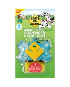 Bags on Board Waste Pick-Up Dispenser and Refill Bags with Dookie Dock 30 bags Turquoise