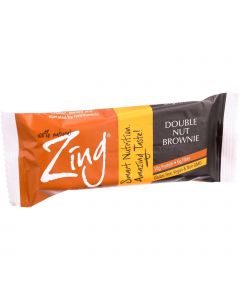 Zing Bars Nutrition Bar - Double Nut Brownie - 1.76 oz Bars - Case of 12