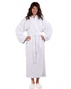 Bare Cotton 100% Turkish Cotton Adult Terry Shawl Robe - White - Adult - XLarge - Adult Terry Shawl Robe - White - XLarge