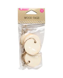 Hampton Art Veneer Tags W/String 12/Pkg-1.5" Round