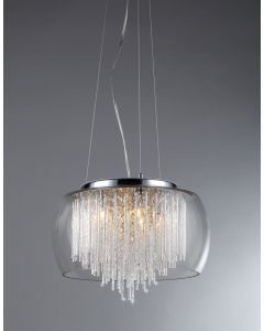 Warehouse of Tiffany Odysseus Chrome and Crystal 5-light Chandelier