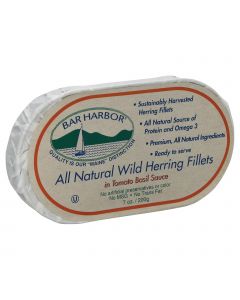 Bar Harbor Wild Herring Fillets - Tomato Basil Sauce - Case of 12 - 7 oz.