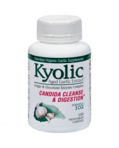 Kyolic Aged Garlic Extract Candida Cleanse and Digestion Formula 102 - 100 Vegetarian Capsules