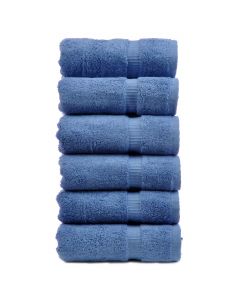 Bare Cotton Luxury Hotel & Spa Towel 100% Genuine Turkish Cotton Hand Towels - Wedgewood-Dobby Border-Set of 6
