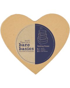 docrafts Papermania Bare Basics Kraft Chipboard Nesting Boxes 3/Pkg-Heart, Up To 5.75"X5"