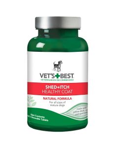 Vet's Best Dog Healthy Coat Shed and Itch Supplement 50 Tablet Green 2.5" x 2.5" x 4.94"
