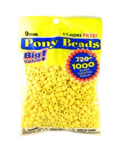 Darice Pony Beads 6mmX9mm 1,000/Pkg-Opaque Lemon