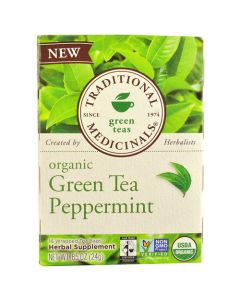 Traditional Medicinals Tea - Organic - Green Tea - Ppprmnt - 16 ct - 1 Case