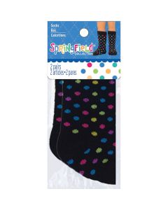Fibre Craft Springfield Collection Sock Pack 2/Pkg-Black W/Polka Dots & White