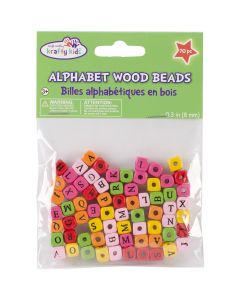 Multicraft Imports Wood Alphabet Beads 8mm 70/Pkg-Assorted Colors