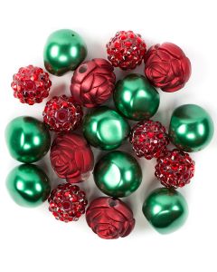 Cousin Tis The Season Bead Strand-Red & Green Rose Shamballa 20/Pkg