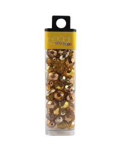 Mode International Square Tube Glass Beads 2oz-Mirror Yellow Mix