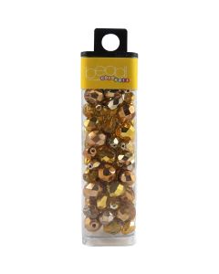 Mode International Square Tube Glass Beads 2oz-Mirror Yellow Mix