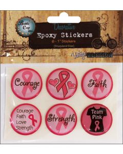 BCI Crafts Bottle Cap Inc Vintage Epoxy Stickers 1" 6/Pkg-Go Pink