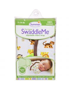 Summer Infant SwaddleMe Adjustable Infant Wrap - Small/Medium 7 - 14 lbs - Jungle White