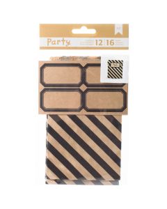American Crafts DIY Party Treat Bags & Labels-Black & Kraft