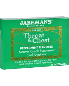 Jakemans Lozenge - Throat and Chest - Peppermint - 24 Count