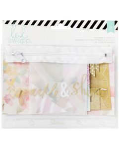 American Crafts Heidi Swapp Memory Planner Binder Flea Market Zippered Pouch-Sparkle & Shine W/39 Embellishments