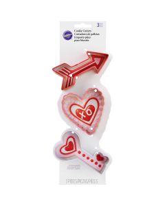 Wilton Metal Cookie Cutter Set 3pc-Arrow, Scalloped Heart And Key