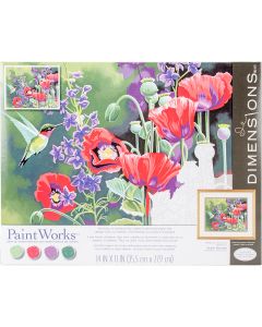 Dimensions Paint Works Paint By Number Kit 14"X11"-Hummingbird & Poppies