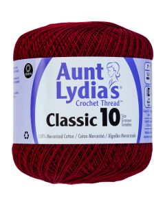 Coats Crochet Aunt Lydia's Classic Crochet Thread Size 10-Burgundy