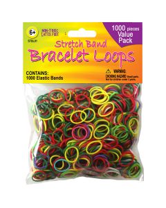 Pepperell Stretch Band Bracelet Loops 1,000/Pkg-Assorted Colors