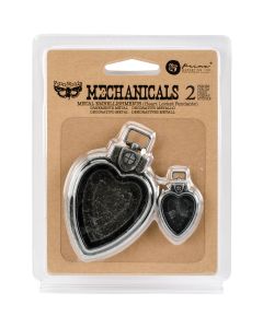 Prima Marketing Finnabair Mechanicals Metal Embellishments-Heart Locket Pendants 2/Pkg